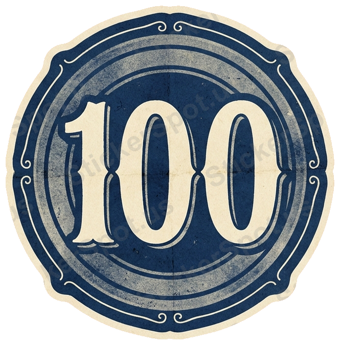 Vintage 100 Achievement Badge Vinyl Sticker