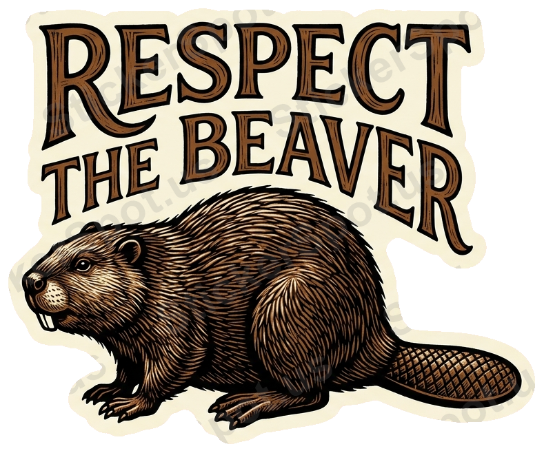 Respect the Beaver Vintage Woodcut Humor