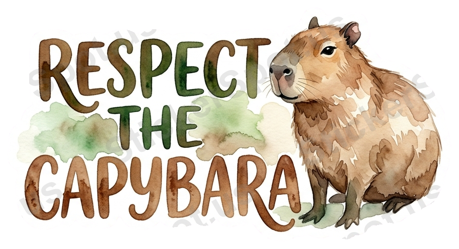 Respect the Capybara Watercolor Animal Art