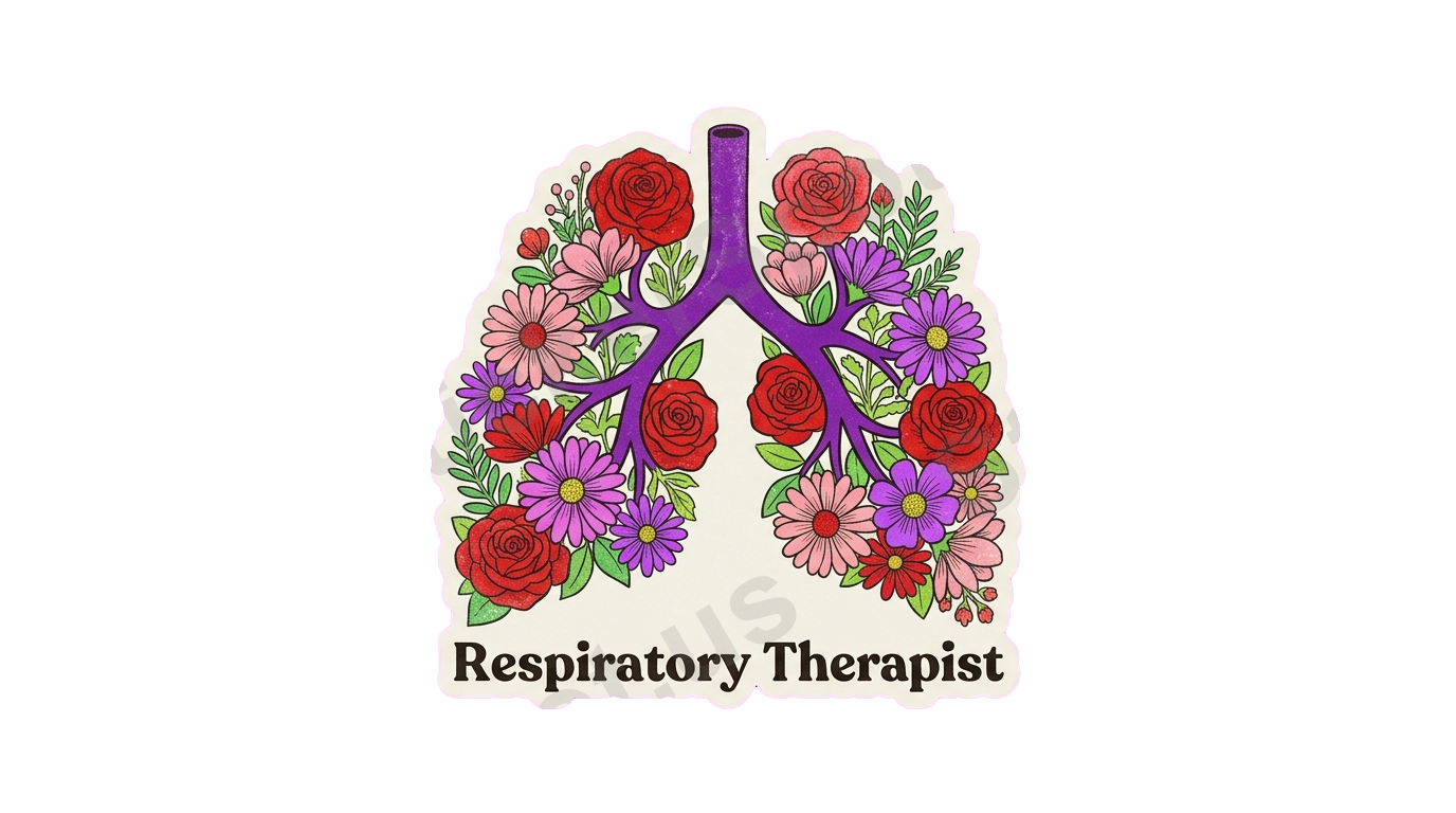 Vintage Floral Respiratory Therapist Lungs Art