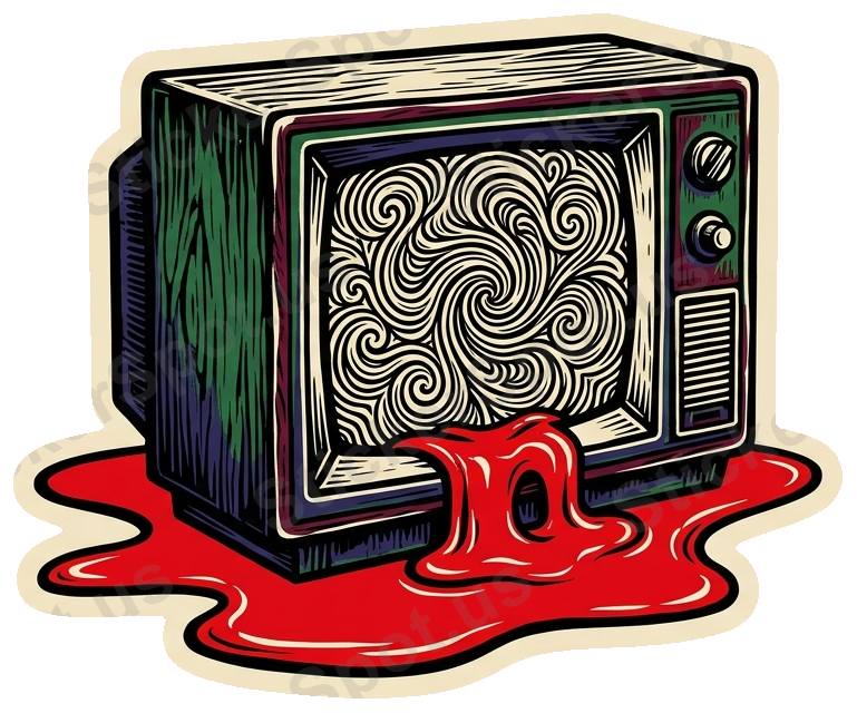 Retro Television Vintage Psychedelic Dripping Art Sticker