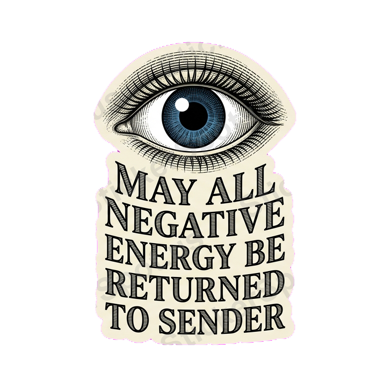 MAY ALL NEGATIVE ENERGY BE RETURNED TO SENDER Sticker