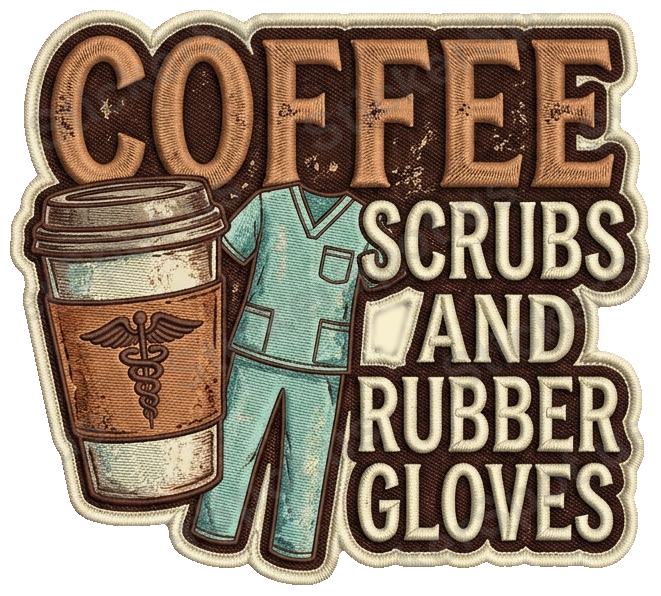 Coffee Scrubs and Rubber Gloves Vintage Nurse Design