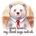 your honor, my client says nuh uh Sticker