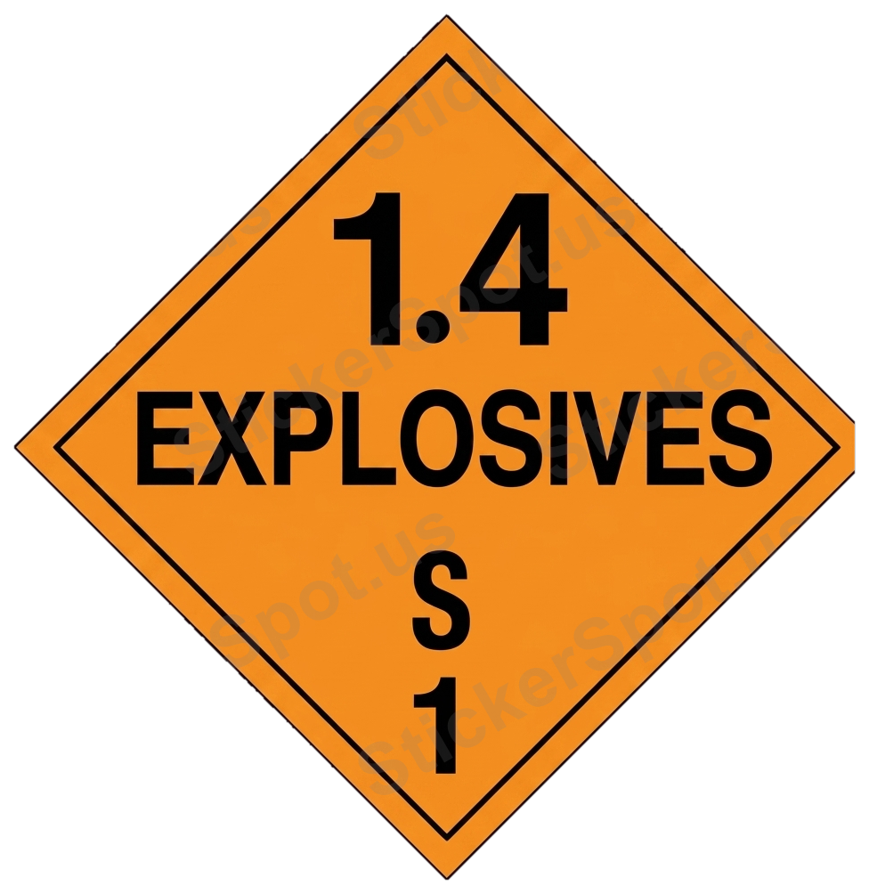 Hazardous Materials 1.4 Explosives Orange Diamond
