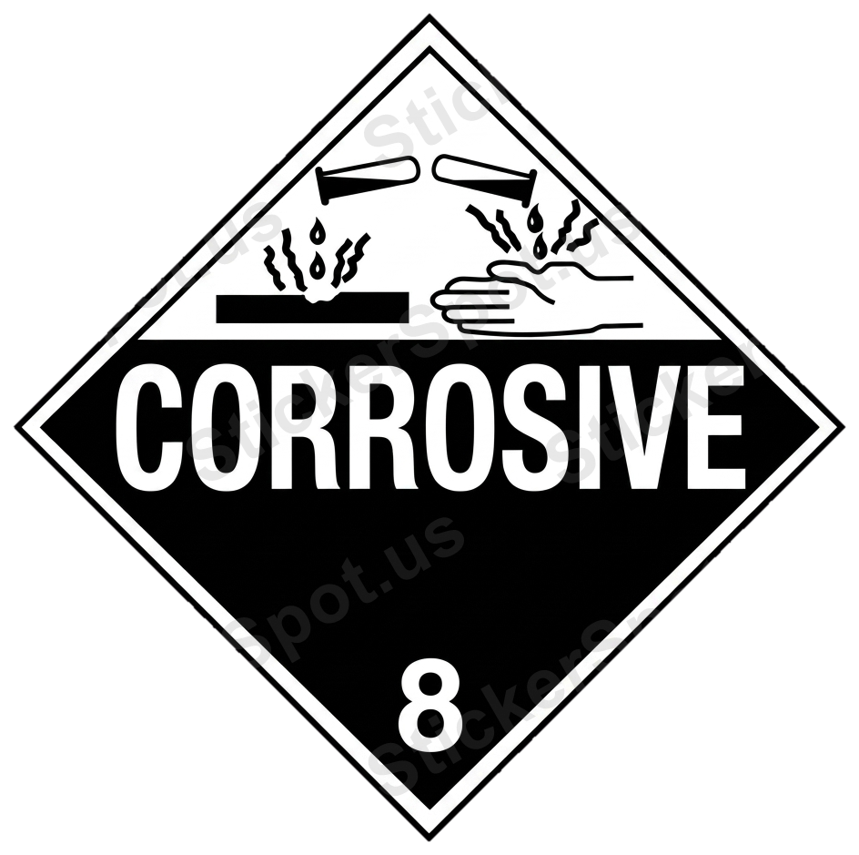 Corrosive Hazard Symbol Vinyl Decal - Class 8