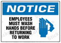 Employees Must Wash Hands Work Notice Sign