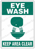 Eye Wash Keep Area Clear Safety Sign