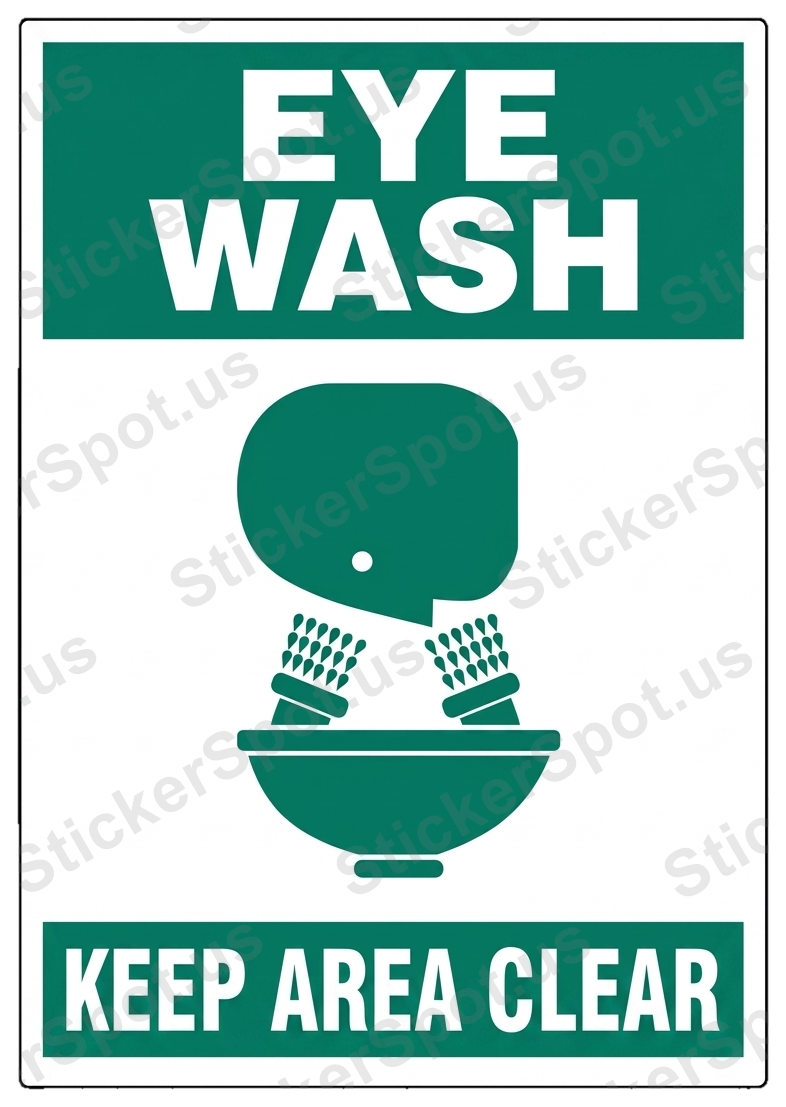 Eye Wash Keep Area Clear Safety Sign