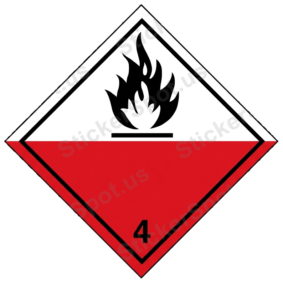 Class 4 Flammable Solid Hazard Warning