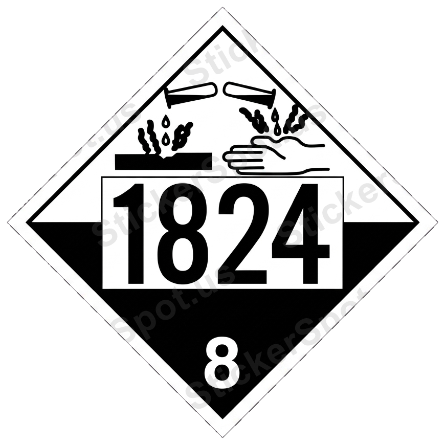Hazard Class 8 Corrosive 1824 Label