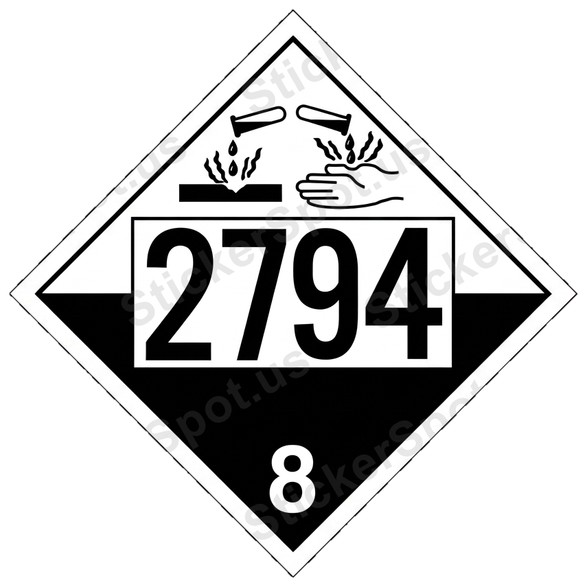 UN 2794 Battery Corrosive Hazard Label