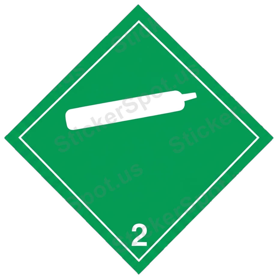 Green Gas Cylinder Hazard Diamond Sign