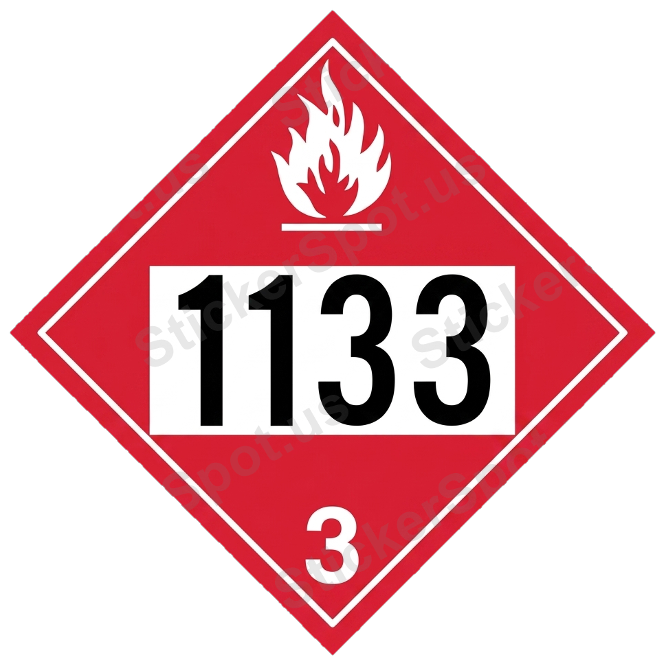 Hazmat UN 1133 Class 3 Flammable Liquid Decal