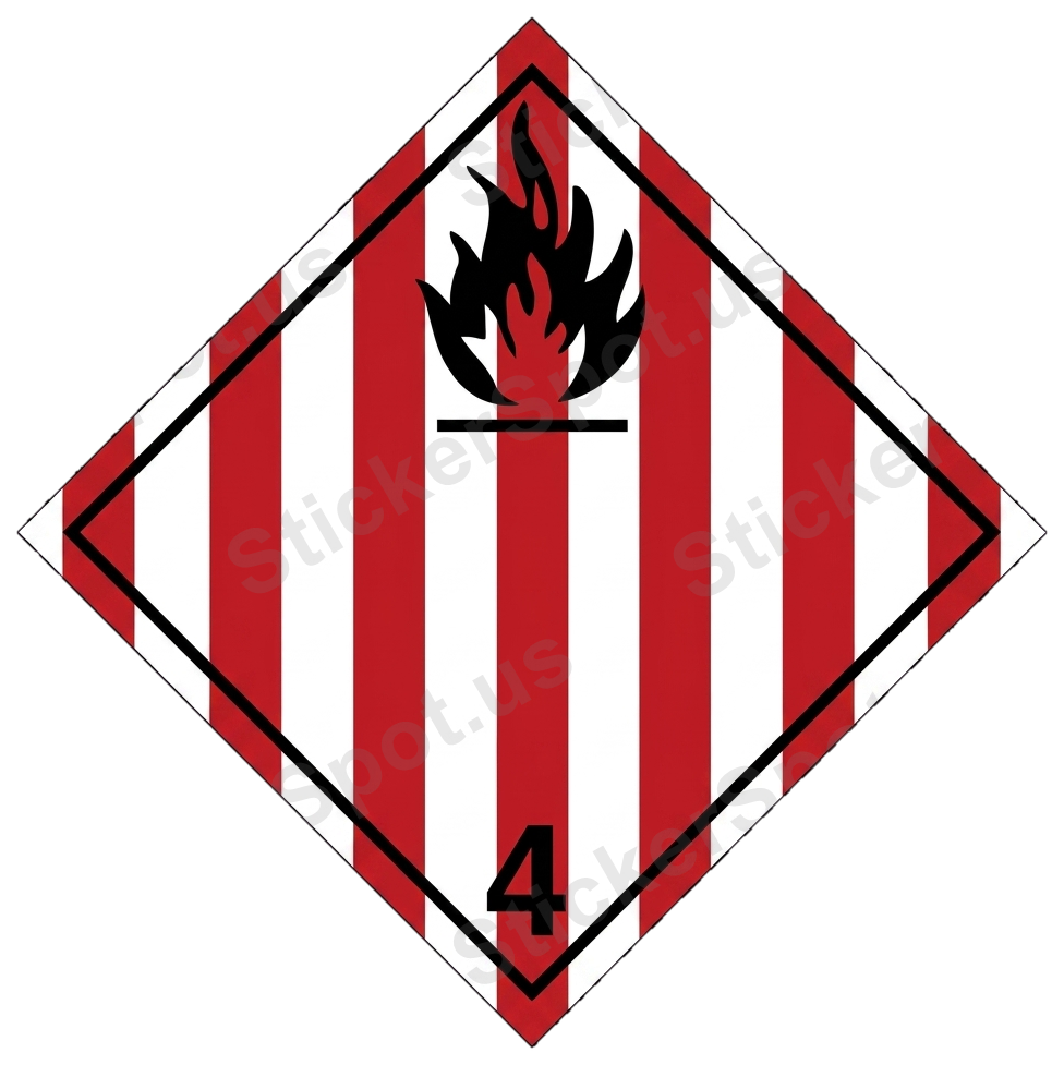 Flammable Hazard Sign Red Stripe Fire Symbol