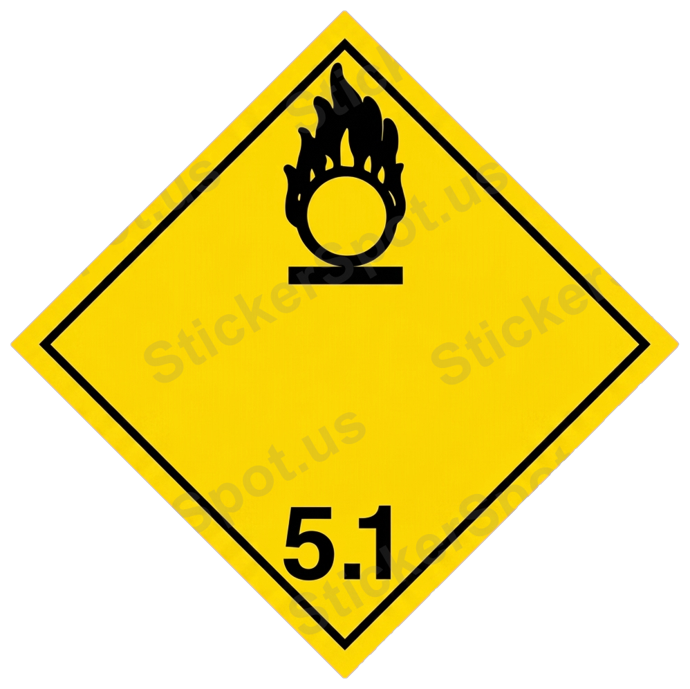 5.1 Oxidizer Hazard Sign Safety Decal