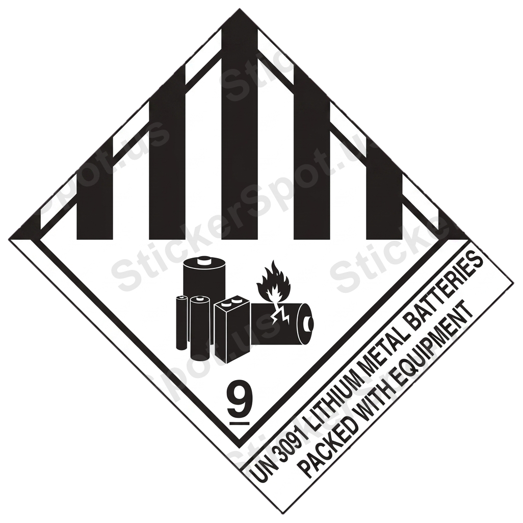 UN 3091 Lithium Battery Hazard Label