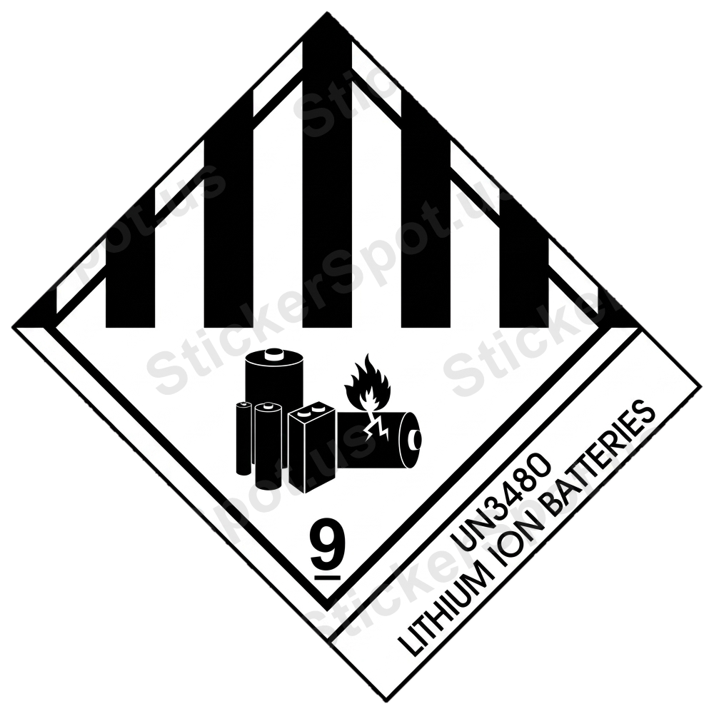 UN3480 Lithium Ion Batteries Hazard Label