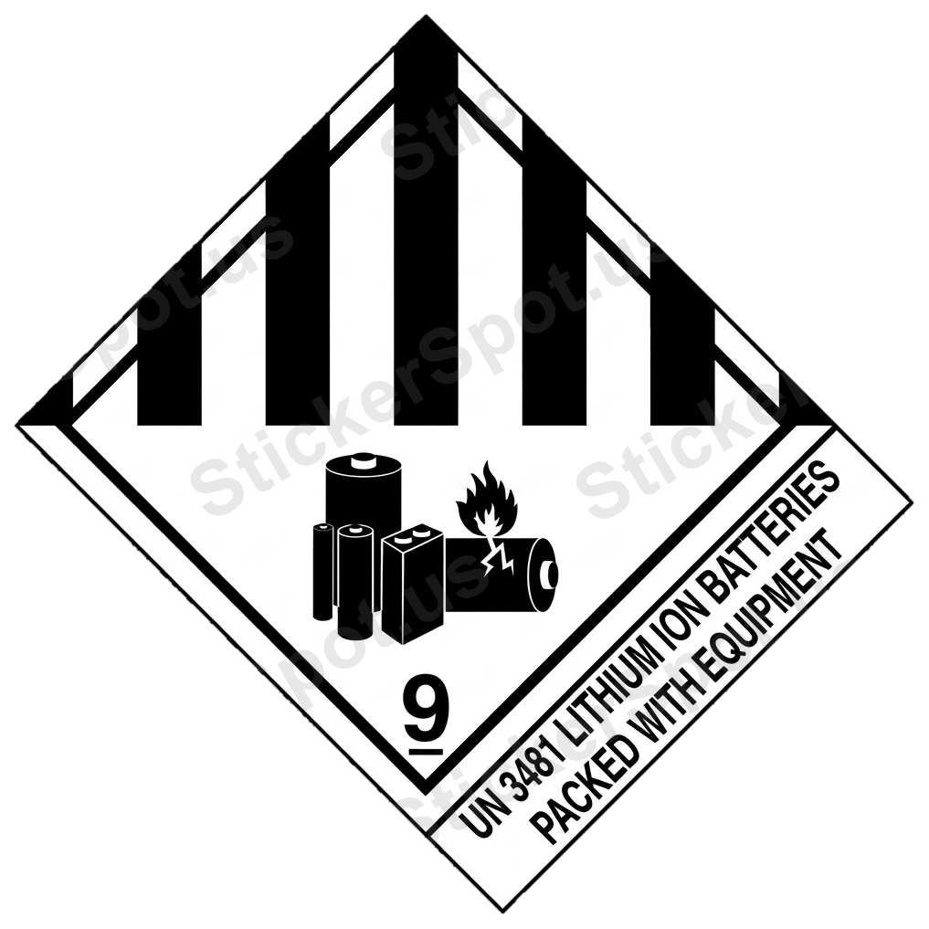 UN 3481 Lithium Battery Hazard Label Decal