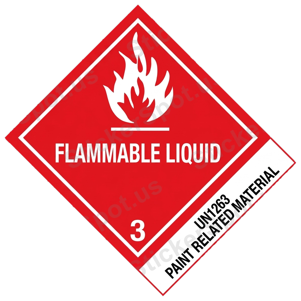 Flammable Liquid UN1263 Hazard Label Decal