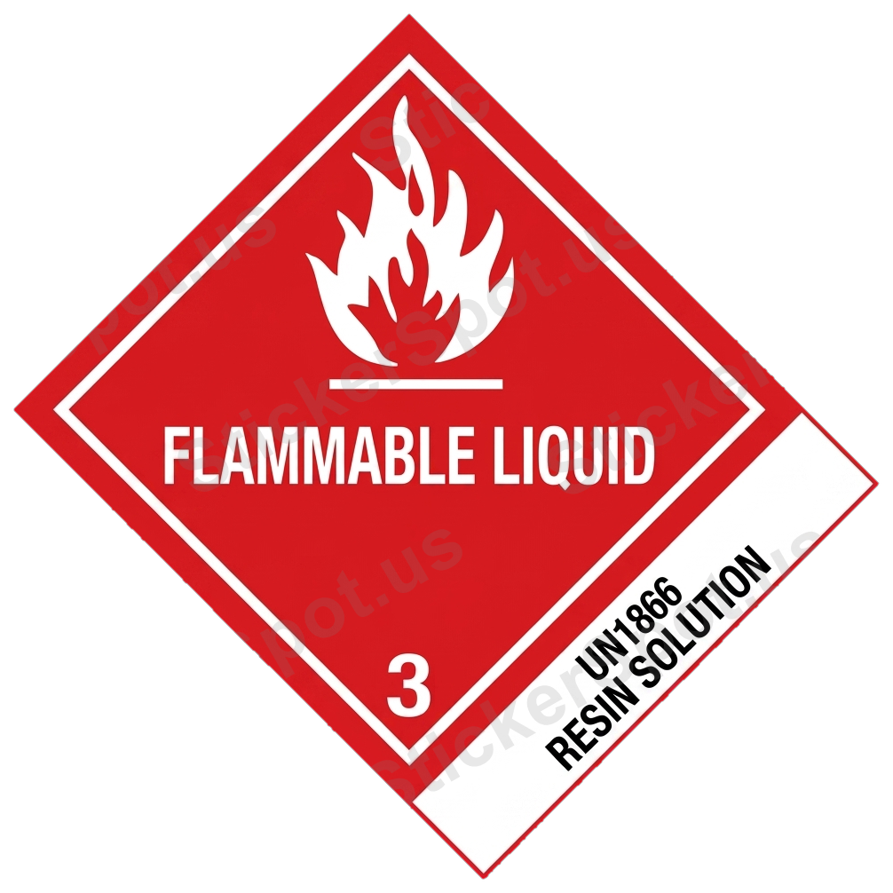 Flammable Liquid UN1866 Hazard Warning Decal