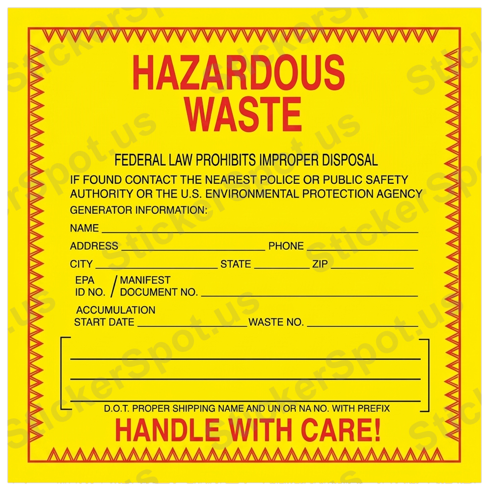Hazardous Waste Handle With Care Retro Sign
