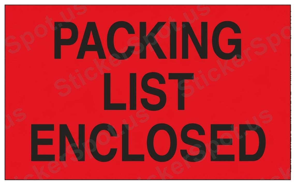 Packing List Enclosed Red Shipping Label