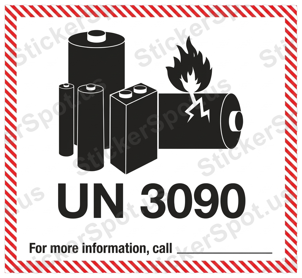 UN 3090 Lithium Battery Warning Sign Decal