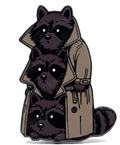 Trench Coat Raccoon Stack Die-Cut Sticker