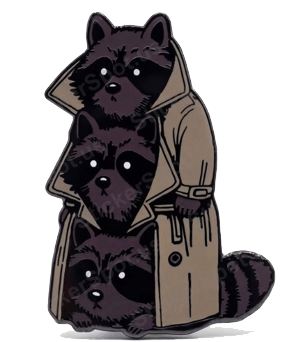 Trench Coat Raccoon Stack Die-Cut Sticker