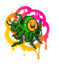 Smiling Green Octopus Graffiti Art Sticker