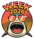 Week 2026 Retro Shark Head Halftone Art