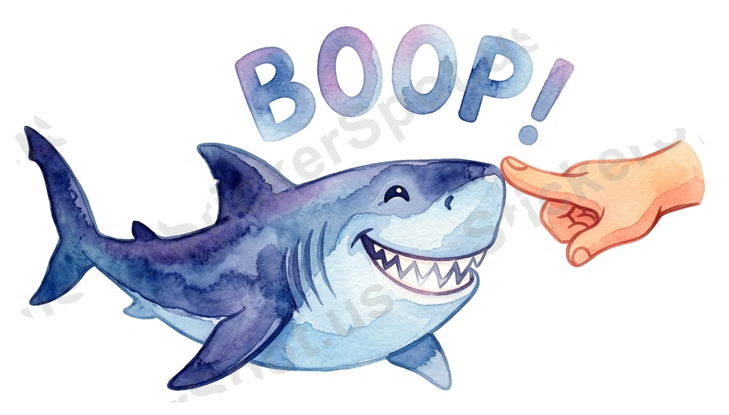 Playful Shark Boop Watercolor Die-Cut Decal