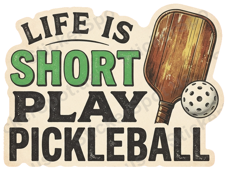 LIFE IS SHORT PLAY PICKLEBALL Sticker