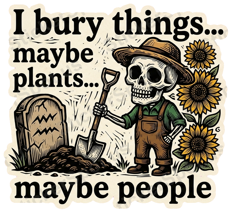 I Bury Things... Maybe Plants... People Sticker Funny