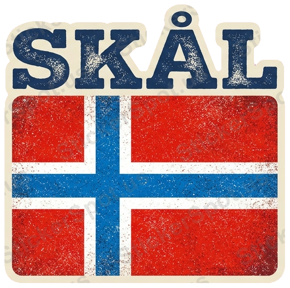 Vintage Skål Norwegian Flag Design