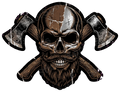 Skull Axes Edgy Woodcut Design Sticker