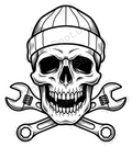 Skull Wrenches Edgy Tattoo Line Art Sticker