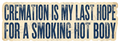 Cremation Is My Last Hope Funny Quote Sticker