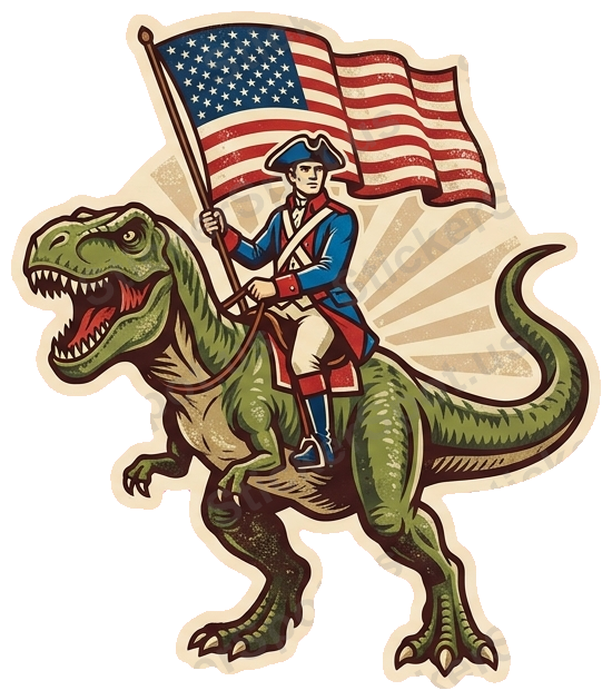 Soldier Riding Trex Sticker