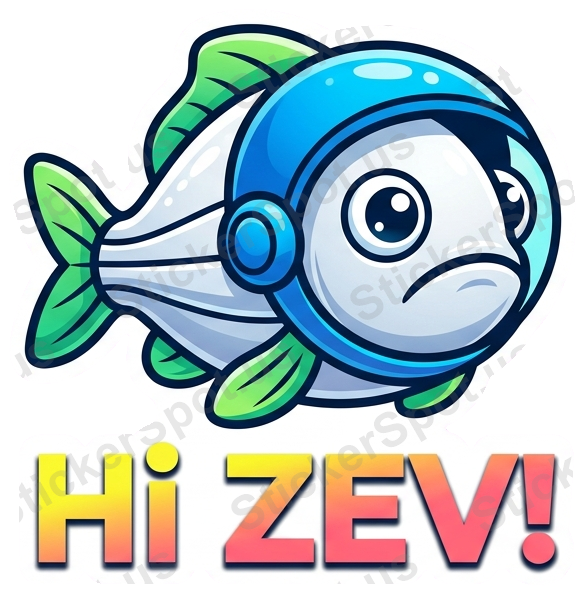 Hi Zev Space Fish Quirky Cosmic Aquarium Art