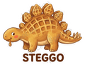 Whimsical Steggo Waffle Dinosaur Syrup Design