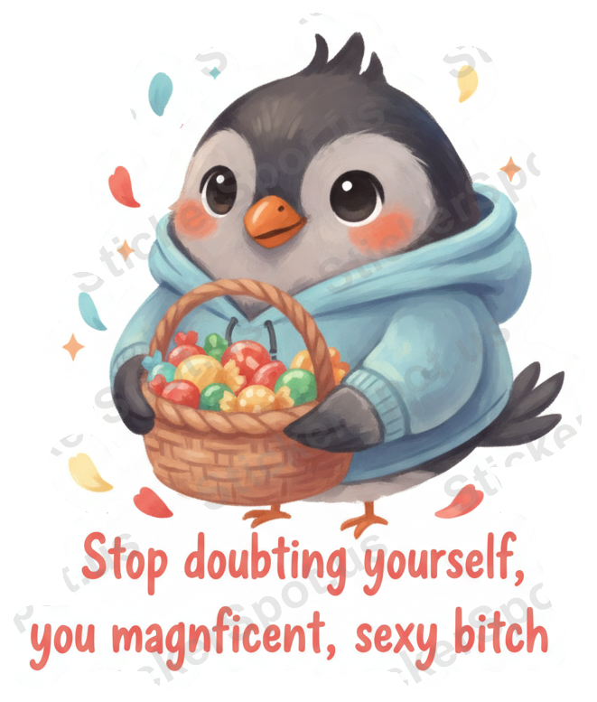 Stop Doubting Yourself Whimsical Bird Quote