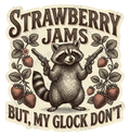 Strawberry Jams Raccoon with Guns Vintage Design