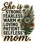 Strong Mom Floral Inspirational Quote Die-Cut