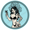 Edgy Tattoo Pinup Woman with Vintage Ink Art
