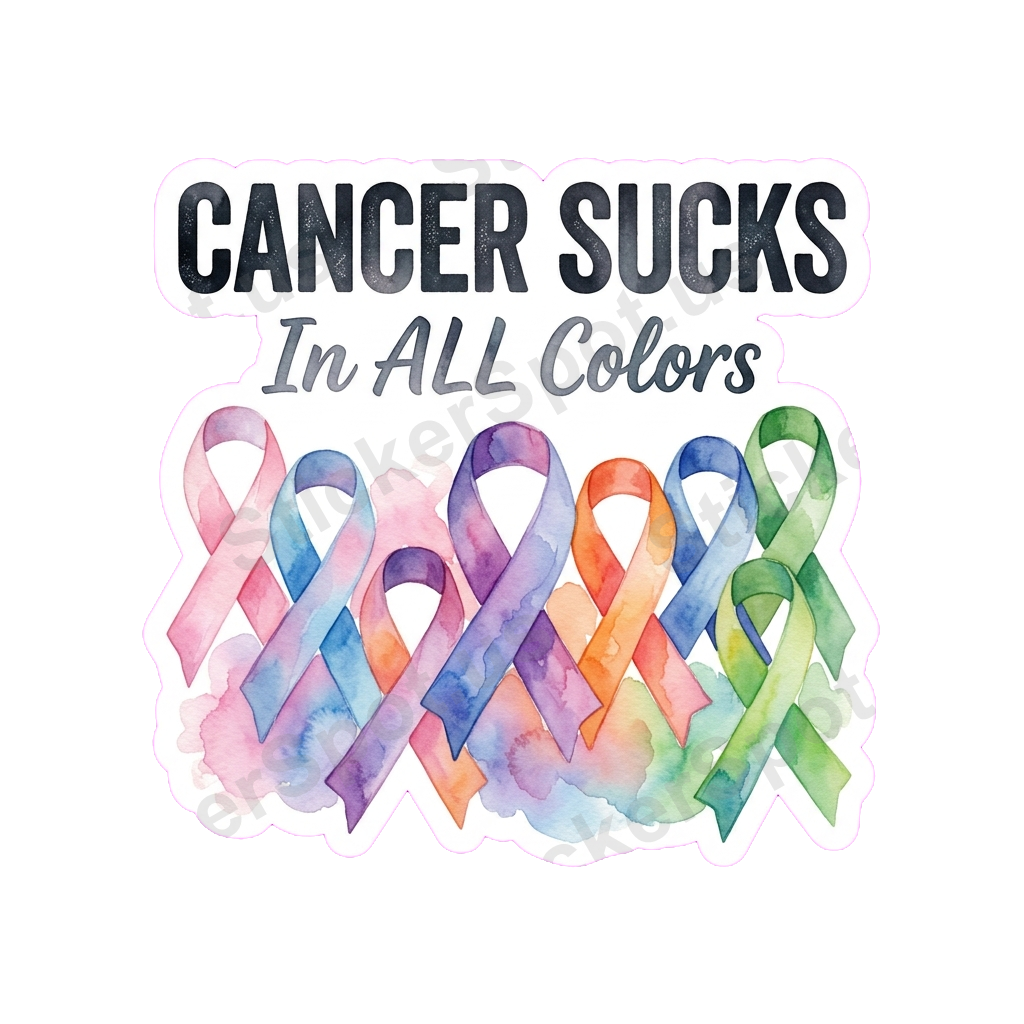 Cancer Sucks in All Colors Awareness Ribbon Art