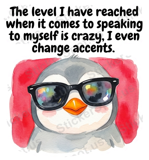 Quirky Penguin Talking to Myself Funny Quote