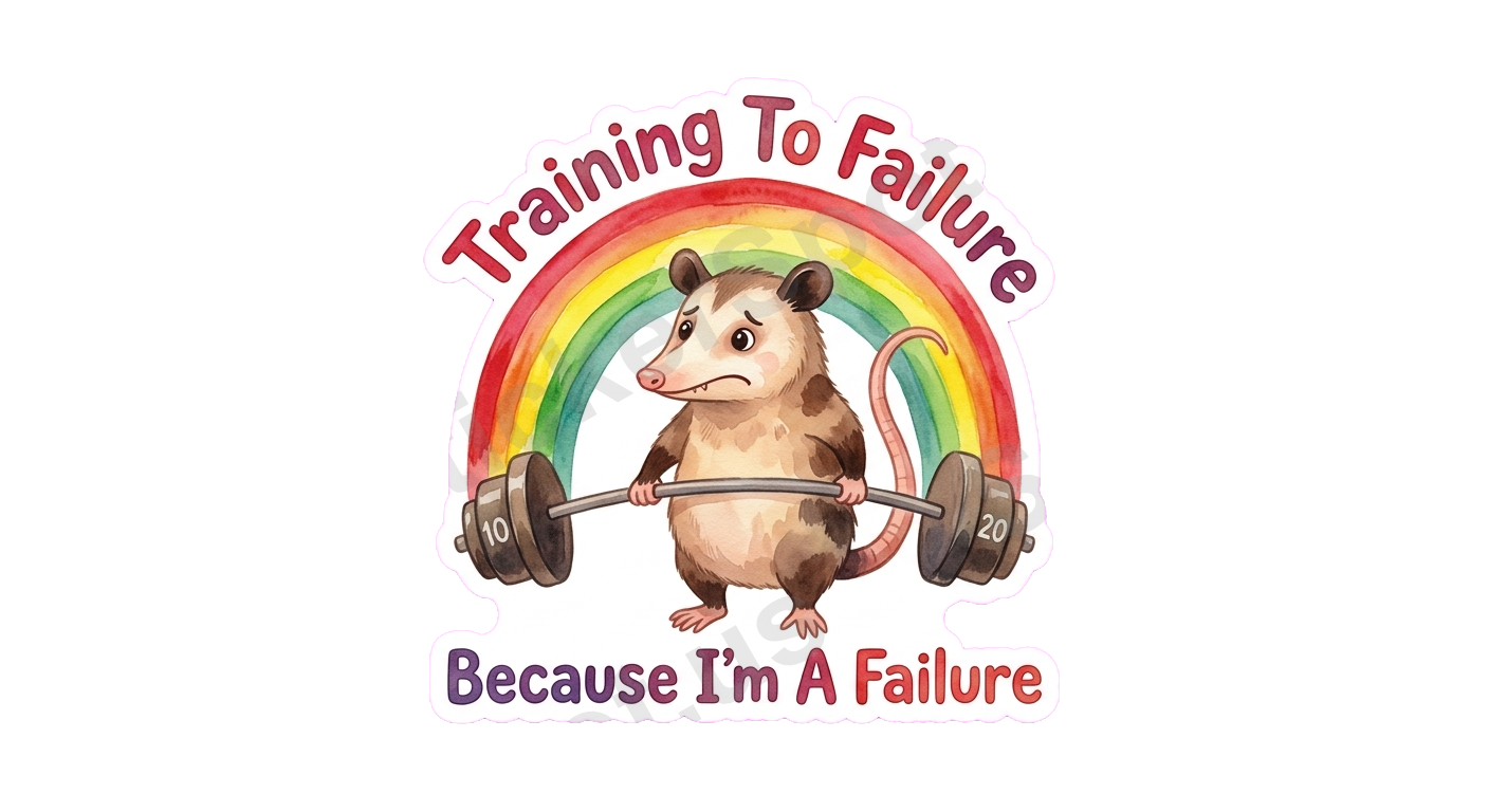 Training to Failure Opossum Gym Humor Art