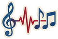 Treble Clef Dynamic Heartbeat Musical Notes Sticker